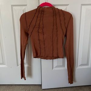 urban outfitters stitch detailing mock neck long sleeve
